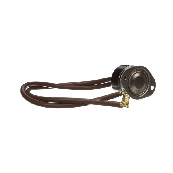 A brown and gold Coldzone heater safety water hose with a metal connector.