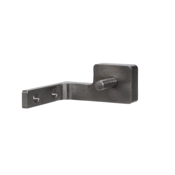 A metal hinge with a screw on the side.