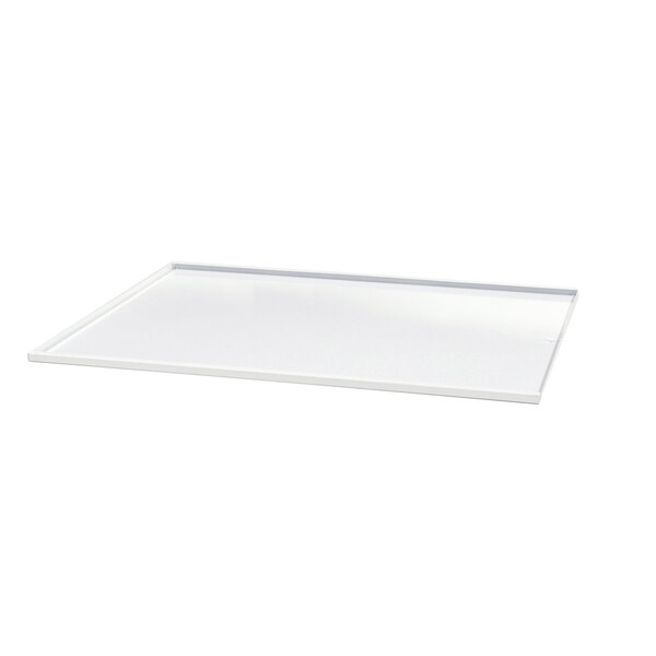A white rectangular pan with a small handle on top.