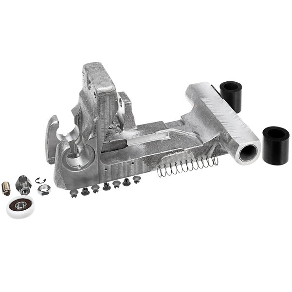A metal Hobart carriage transport kit with many small parts.