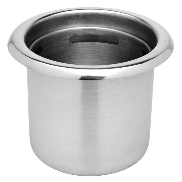 A T&S stainless steel dipper well bowl with a hole in the lid.