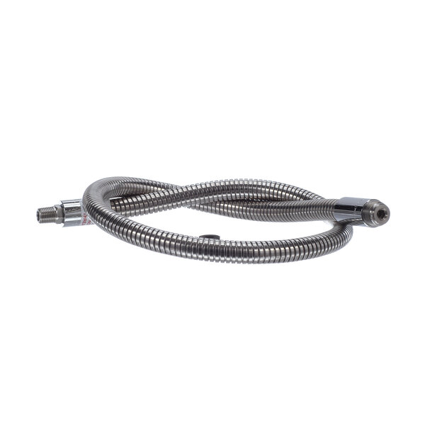 A Duke stainless steel hose with a metal connector.