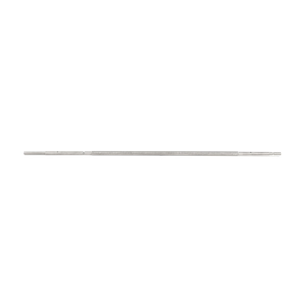 A long metal rod with a white background.