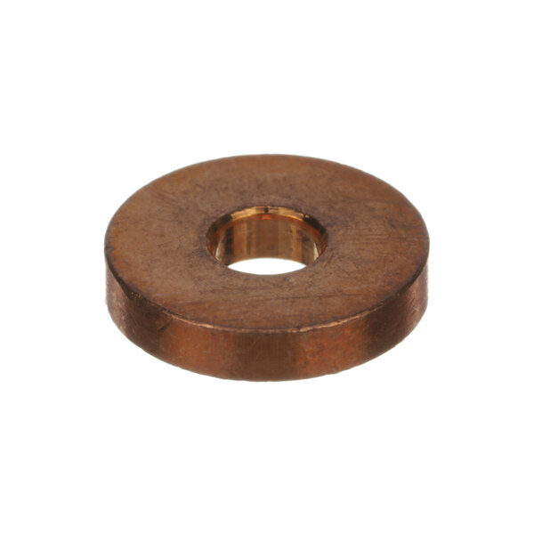 A close-up of a copper ring with a metal ring inside.