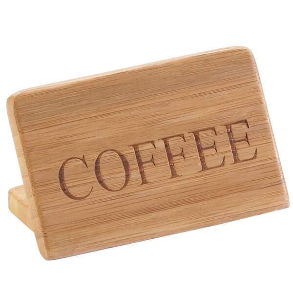 Cal-Mil 606-1 3" x 2" Bamboo "Coffee" Beverage Sign