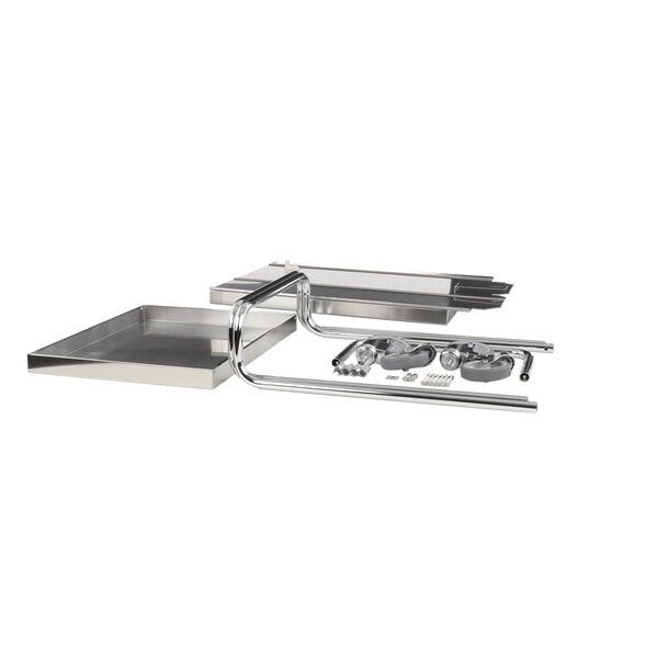 A stainless steel tray with a silver handle for an Electrolux combi oven.
