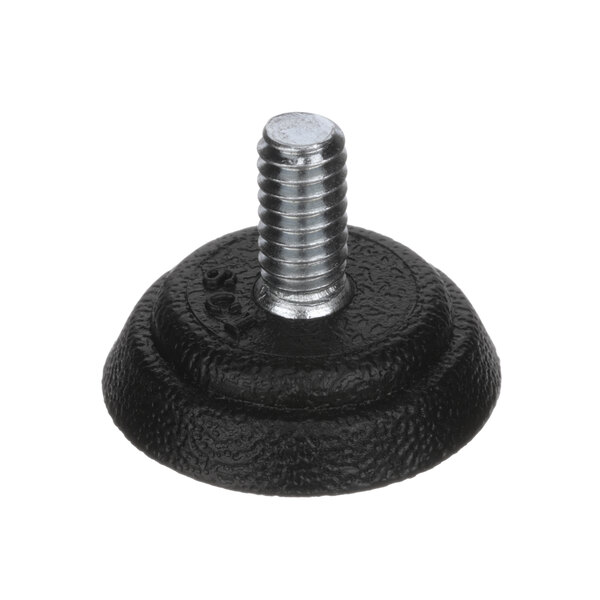 A black Nieco round base mount foot with a silver screw.
