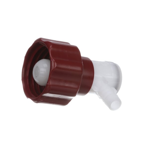 A red and white Lancer Dr. Pepper bag-in-box connector valve.