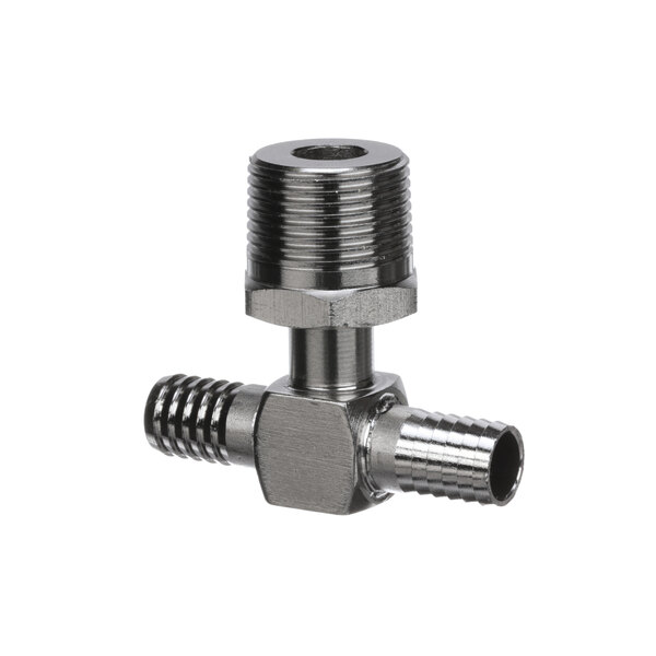 A stainless steel Lancer pipe fitting with a threaded end.