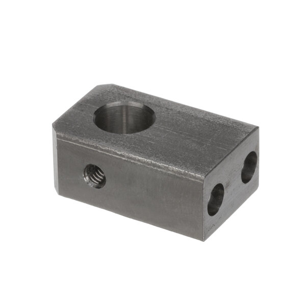 A metal block with two holes and two screws, the Edlund SP011 Support Rod.