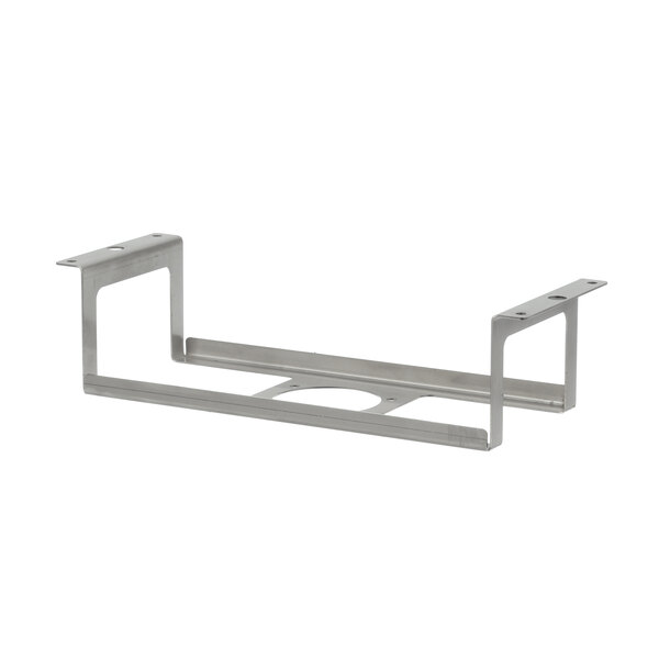 A metal Glastender shelf bracket with two holes.