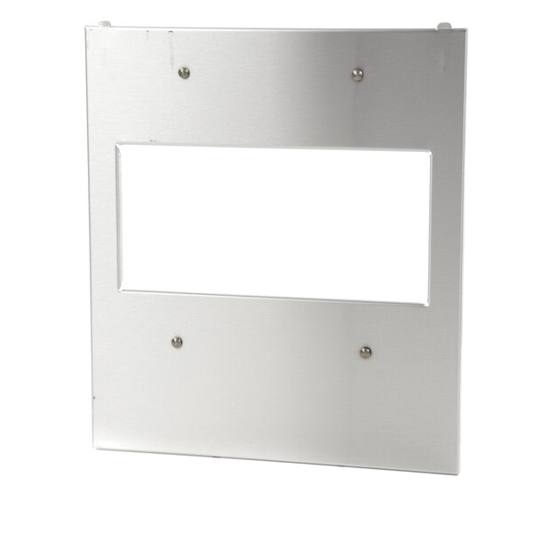A white rectangular metal panel with two holes on it.