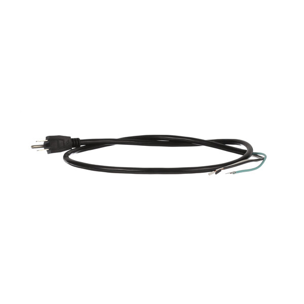 A black Wells electrical cord with white and black wires.