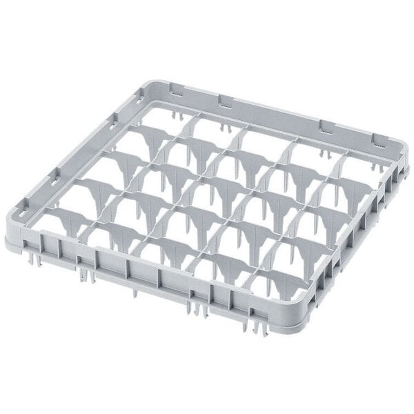 A white plastic tray with 49 small compartments and holes.
