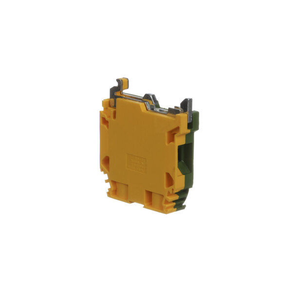 A yellow and green Nieco 4405-18 terminal block.