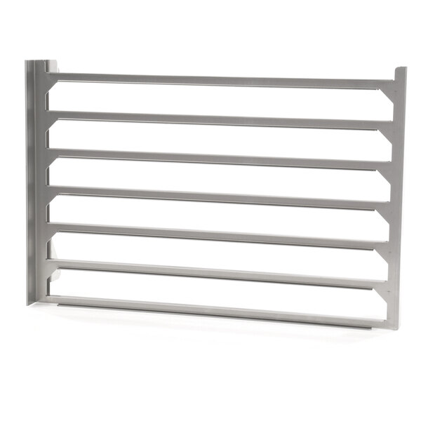 A metal side rack with shelves on it.