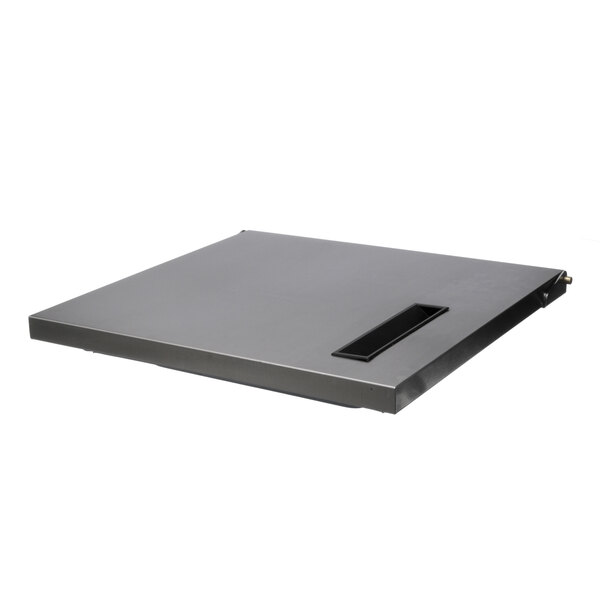 A rectangular metal Delfield tray with a handle.