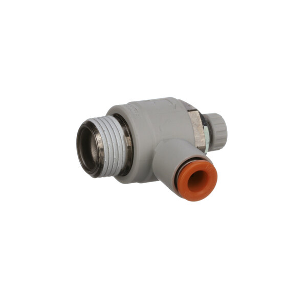 An Edlund valve for a white and orange pipe.