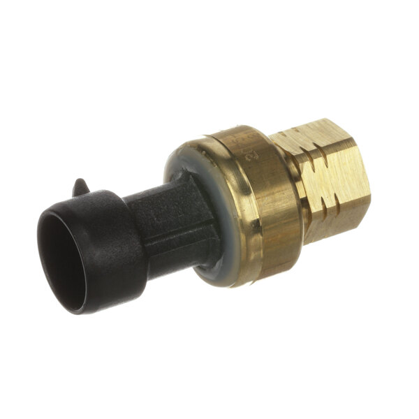 A Cornelius brass and black sensor transducer with a connector.