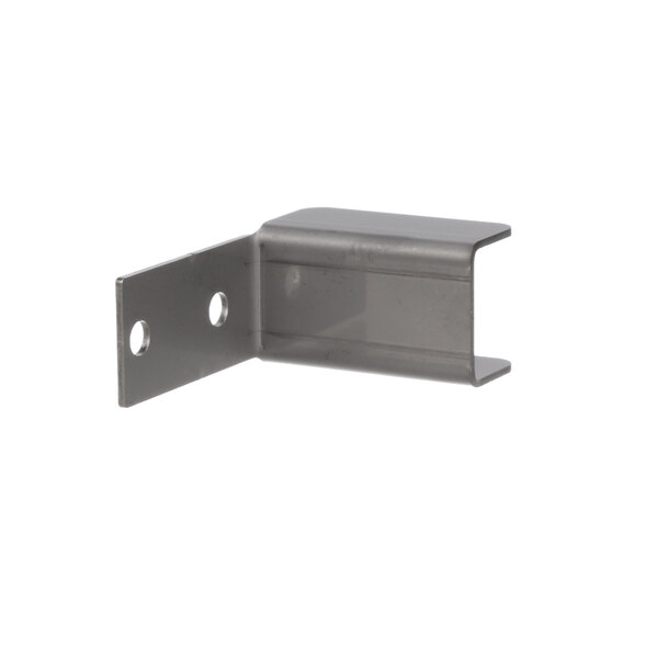 A grey metal Hoshizaki hinge support corner with holes.