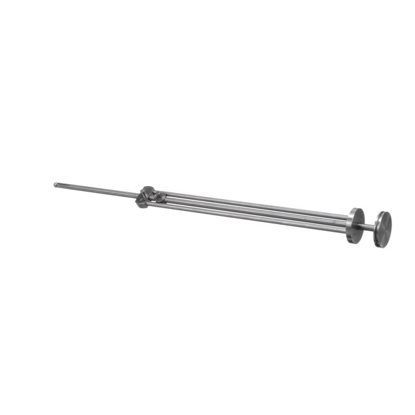 A stainless steel Belshaw plunger with a metal rod and a ball on the end.