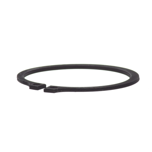 A black rubber retaining ring with a hole in it.