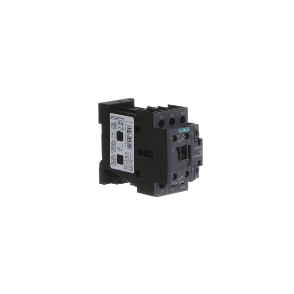 A black Meiko Siemens contactor with white label and text.