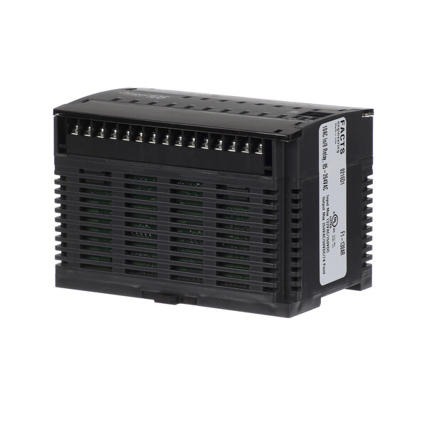 A black rectangular Avtec PLC3402 power module with many metal ports.