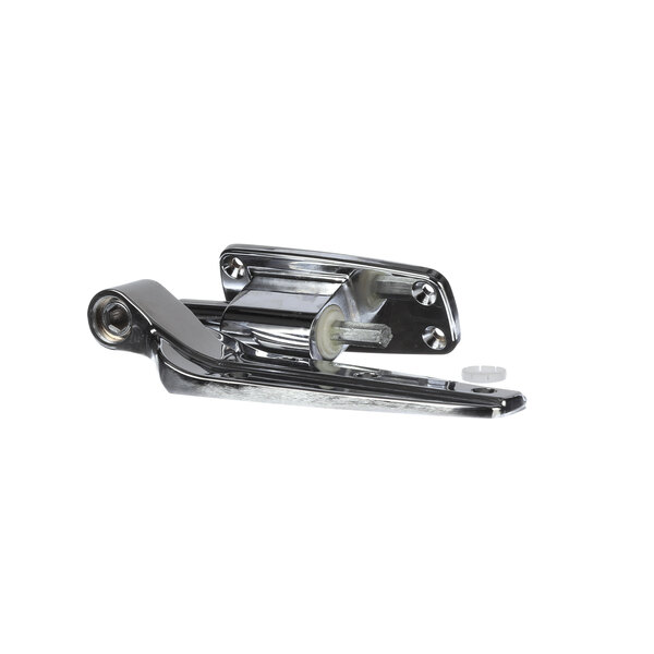 An International Cold Storage hinge with a chrome finish.