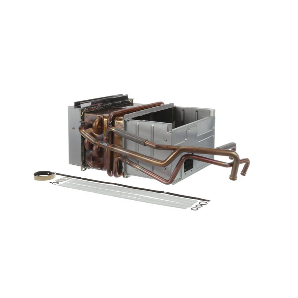 A Rinnai heat exchanger kit with copper tubes and pipes.