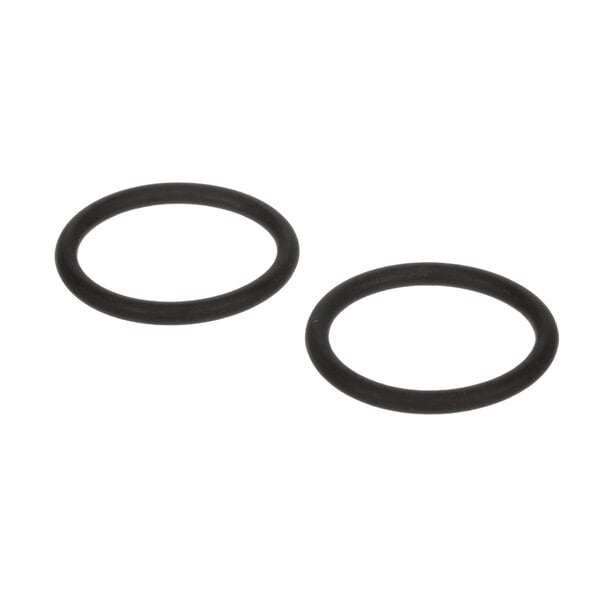 Two black round gaskets with a white background.