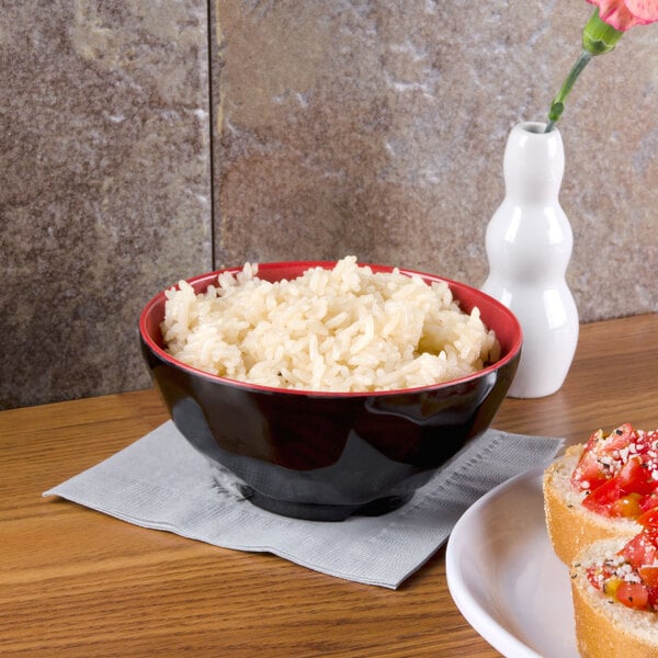 A GET Fuji bowl of rice on a table.