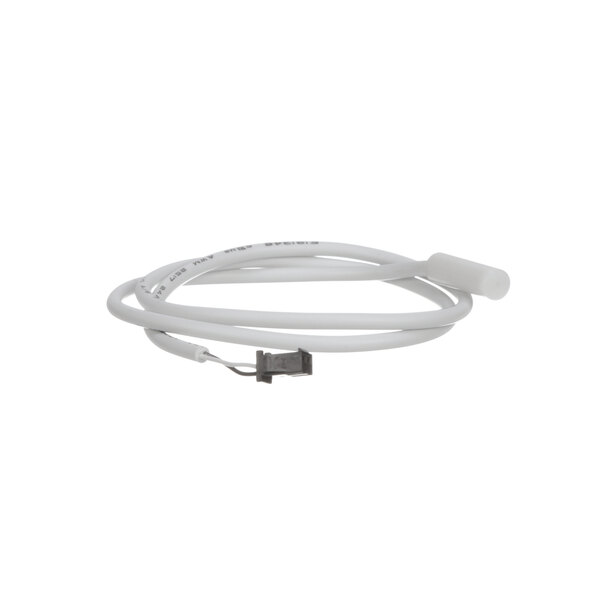 A white cable with a black connector.