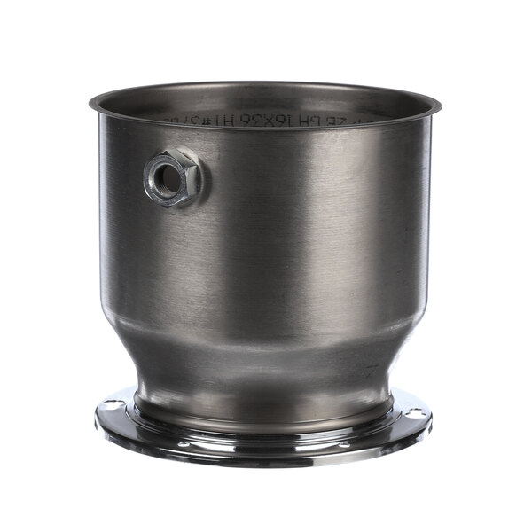 A stainless steel InSinkErator body container with a metal cap and screw.