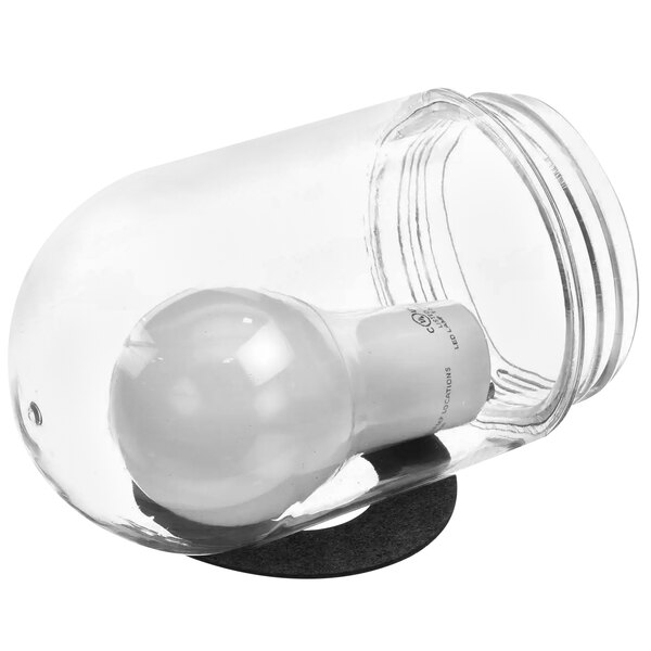 A Kason LED light bulb in a jar.