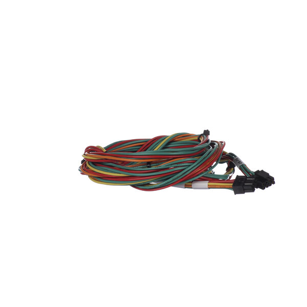 A close-up of a Fbd Lpb-P14 To Contrl P12 wiring harness with colorful wires.