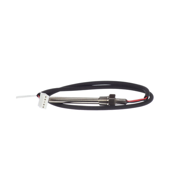 A black cable with a white connector and a red wire.