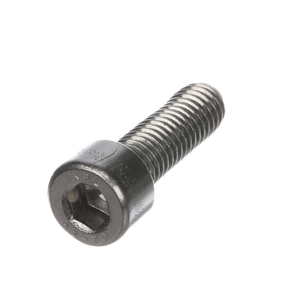 A close-up of a Berkel stainless steel hex head screw.