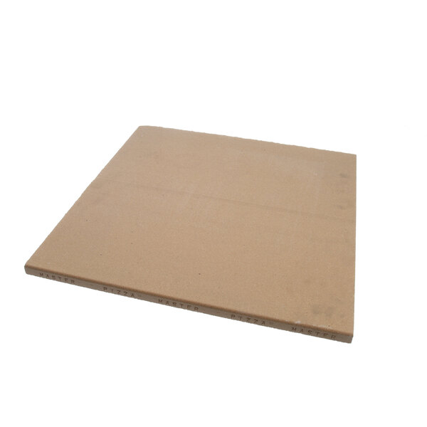 A brown cardboard sheet with black text for a Pizzamaster 51071 Stone Hearth 55X.