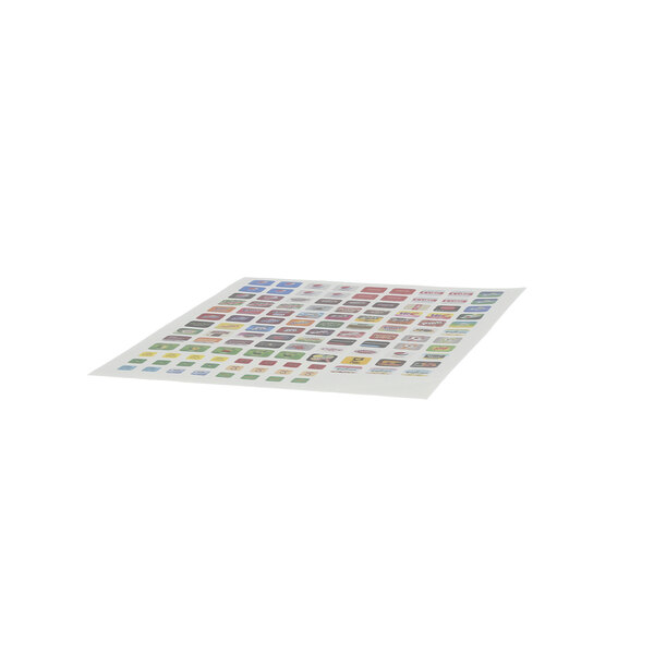 A white sheet of paper with different colored squares on it.