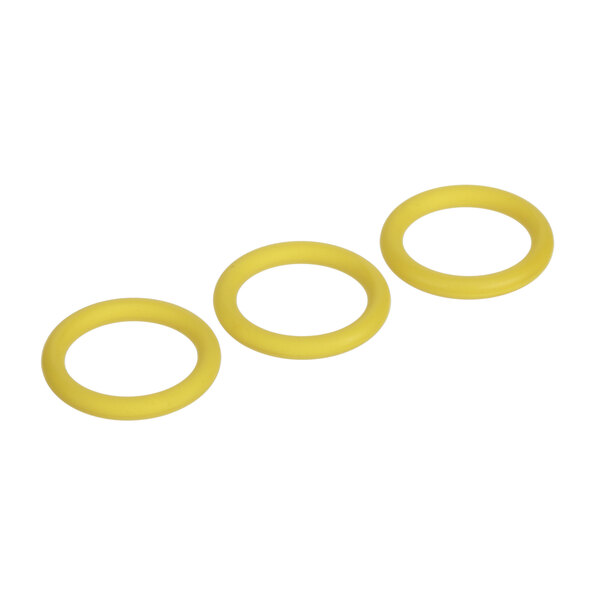 A row of three yellow Rinnai O-rings.