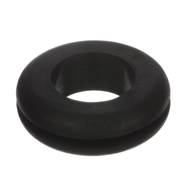 A black rubber Hobart grommet with a hole in it.