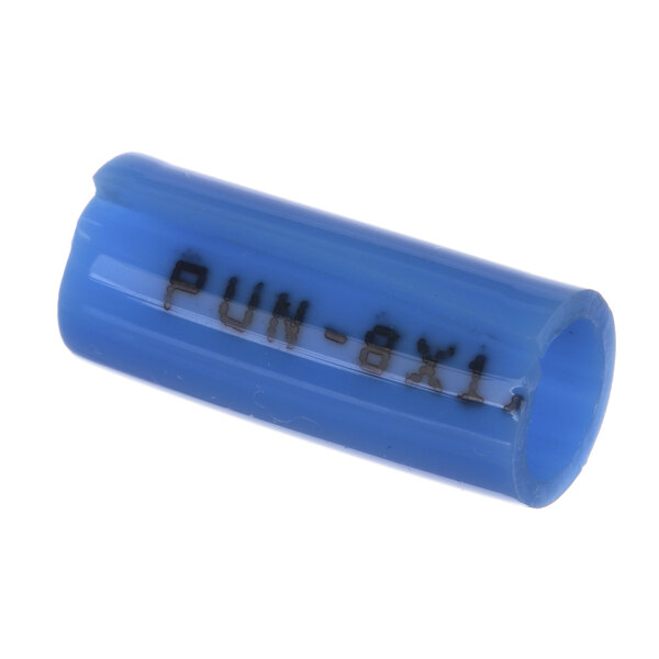 A blue plastic tube with black text reading "PN - X - 1" with a Hobart blue plastic tube.