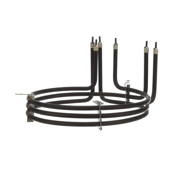 A Lincoln black metal heating element with three black tubes.