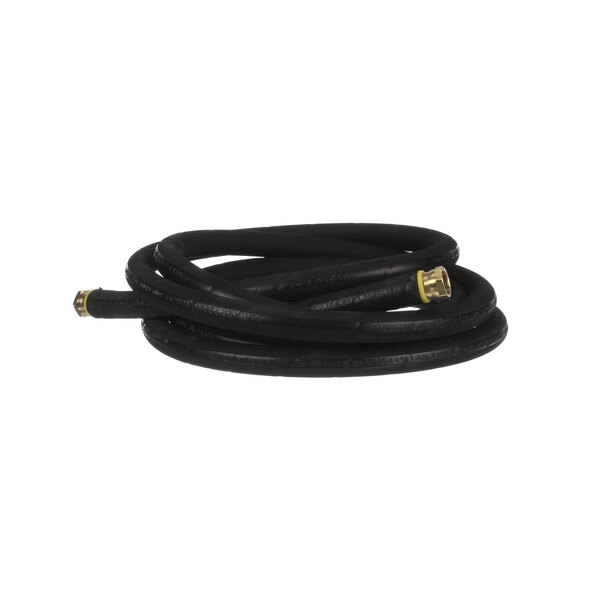 A black hose with a gold connector.