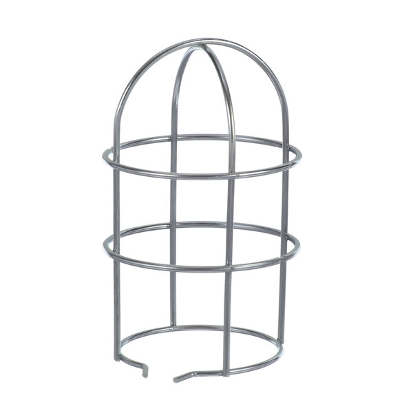 A metal wire guard cage for lights.