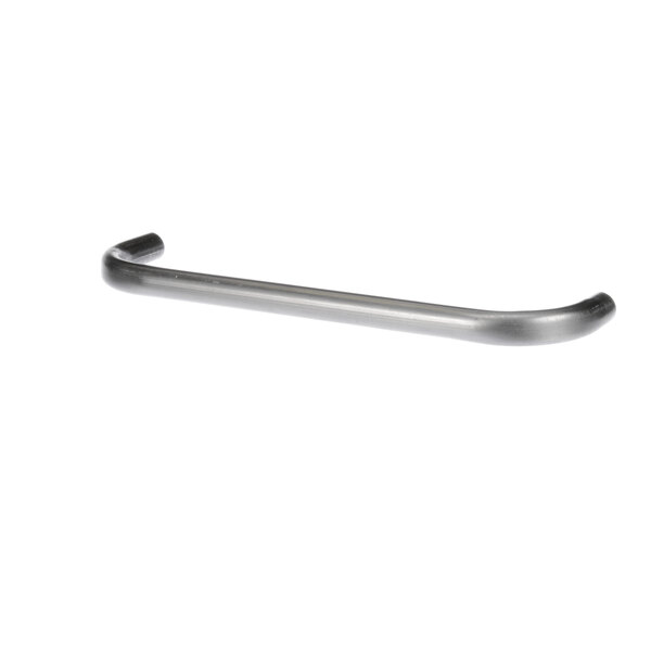 A long metal bar with a loop at one end on a white background.