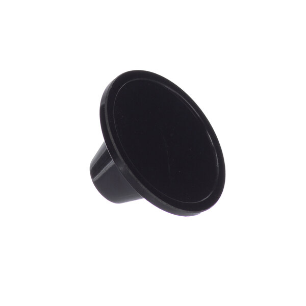 A close up of a black plastic Hobart knob.
