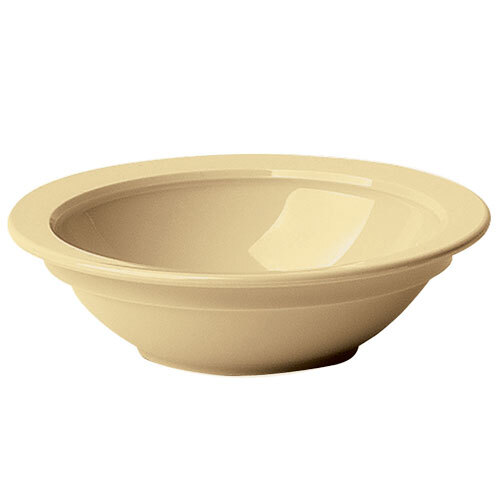 A beige polycarbonate bowl with a curved edge.