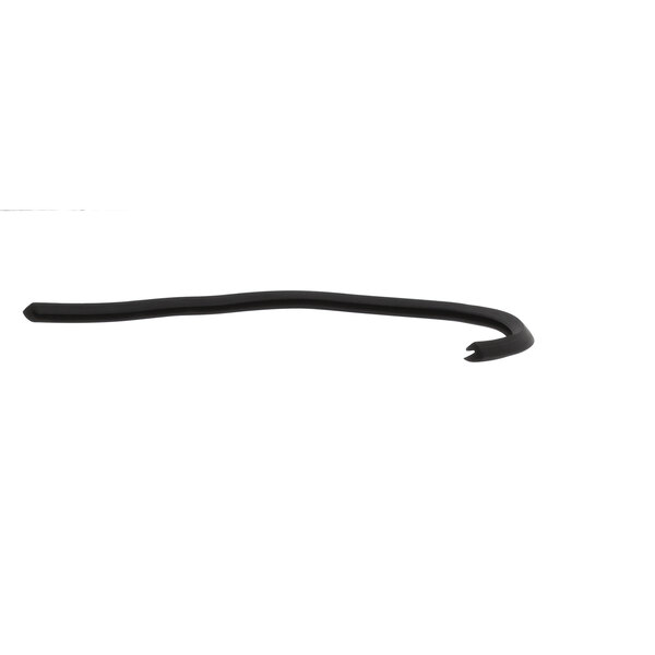 A black curved gasket with a white background.